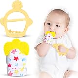 Vicloon Baby Teething Set 2Pcs Mittens Glove Toy Silicone Yellow 0-6M view 1