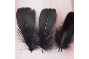 FEATUMAN 100Pcs Black Natural Goose Feathers, 3-5Inch Centerpieces Feahers Bulk Colorful Feathers for DIY Hat Craft Wedding Christmas Party Home Decoration