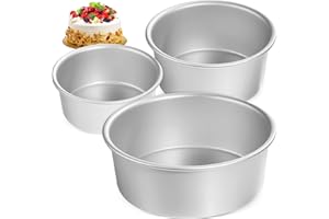 BESPORTBLE 3pcs Round Cake Pan Set with Solid Bottoms – 4/6/8 Inch Aluminum Nonstick Cake Molds for Baking