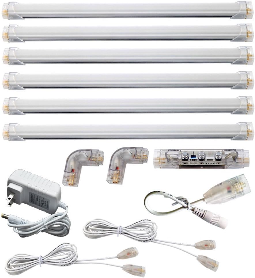Bosanlight LED Under Cabinet Lighting, Dimmable led cabinet lighting, Daylight White 6000-6500K, 24w 2400lm, Pack of 6