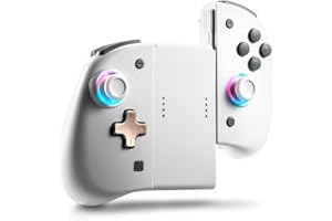 DOYOKY binbok Joy Pad Controller for Switch/Switch OLED, Wireless Joy Con Switch Controller 8 Colors Adjustable LED Joypad Controller with Back Map Button/Turbo/Motion Control (white&grey)