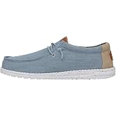 HEYDUDE Men's Wally Washed Canvas Slip On Shoe | Lightweight Casual Loafer | Washed Textile Upper, Elastic Laces, Removable Foam Insole, Flexible Outsole, Cushioned Collar, Packable Construction