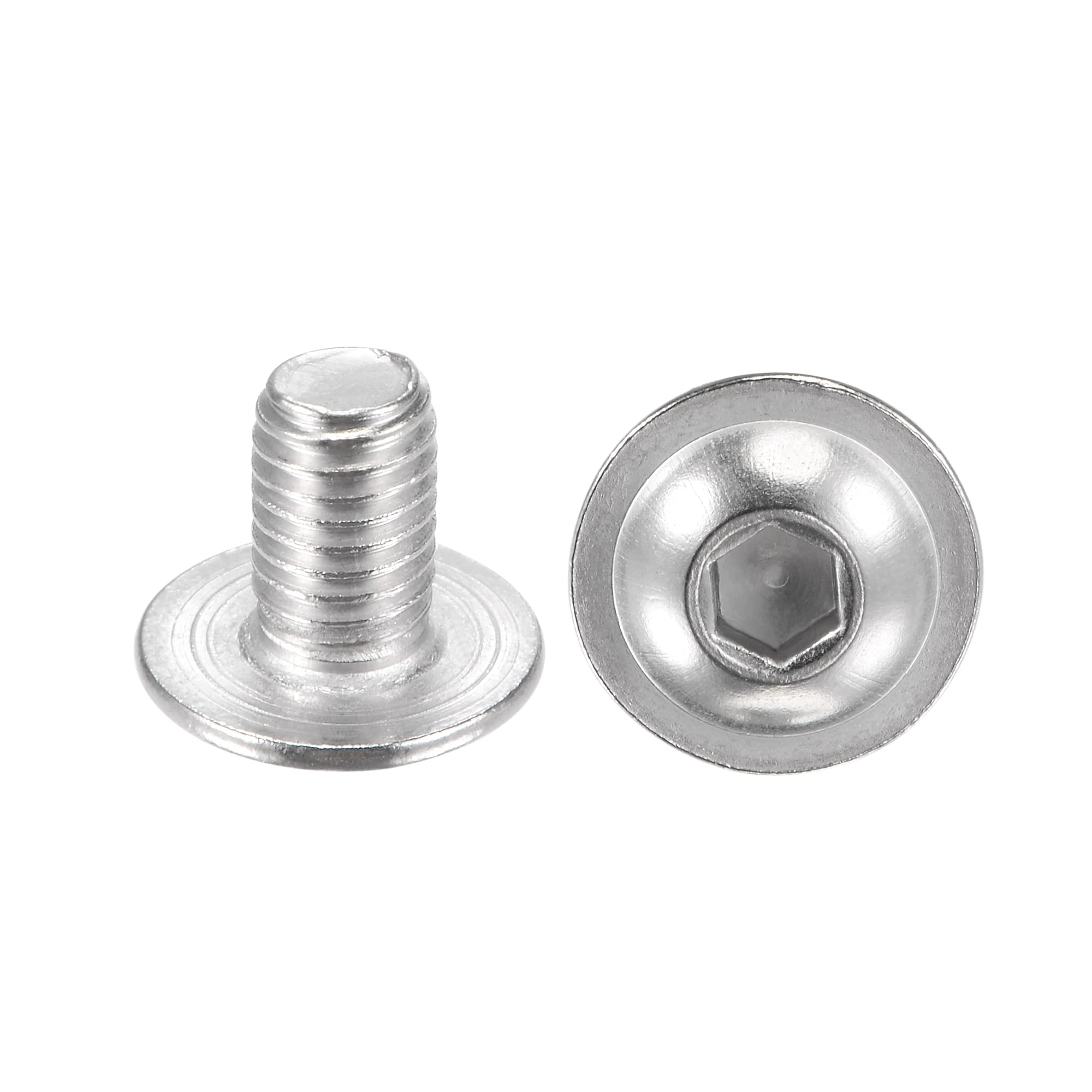 sourcing map Flanged Button Head Socket Cap Screws, M8x12mm Hex Socket Drive Screw, 304 Stainless Steel Fasteners Bolts, Fully Threaded Machine Screw 20Pcs