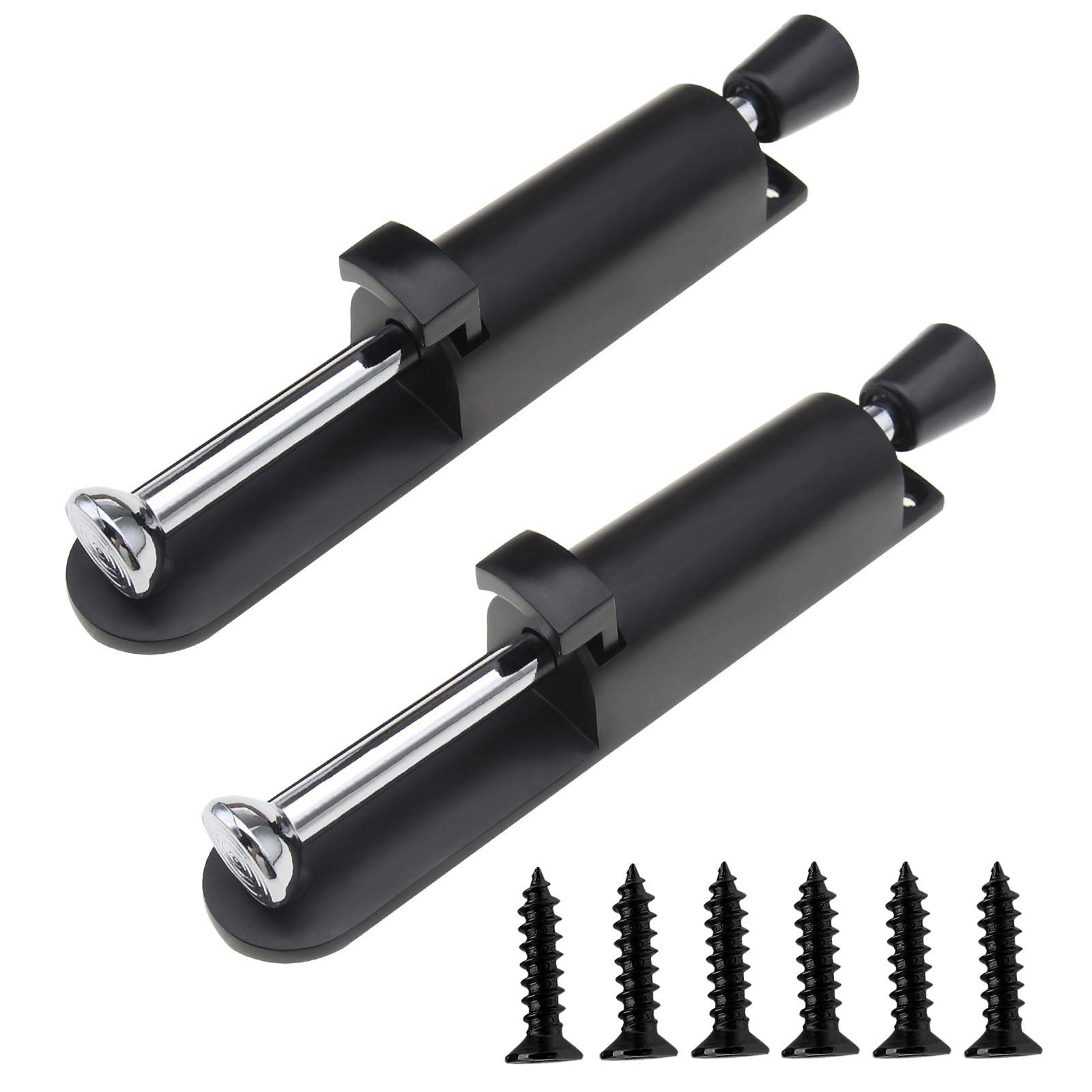 Be In Your Mind 2pcs Black Kick Down Spring Loaded Step-On Door Stops Adjustable Heavy Duty Door Locks Door Stoppers with Screw Fittings
