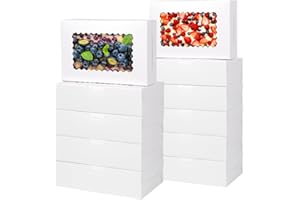PFAMKEER 36 pcs Cookie Boxes,9x6x2.5 Inch Large Bakery Boxes with Window for Pies Chocolate Strawberries Muffins Donuts Pastry Dessert Christmas (White, 9 * 6 * 2.5inch/36pcs)
