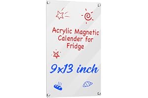 CGG CREATIVEGADGETS Acrylic Calendar for Fridge, 9”x13", 1 pcs Magnetic Fridge Calendar Dry Erase, Clear Calendar for Fridge, 3 Dry Erase Markers