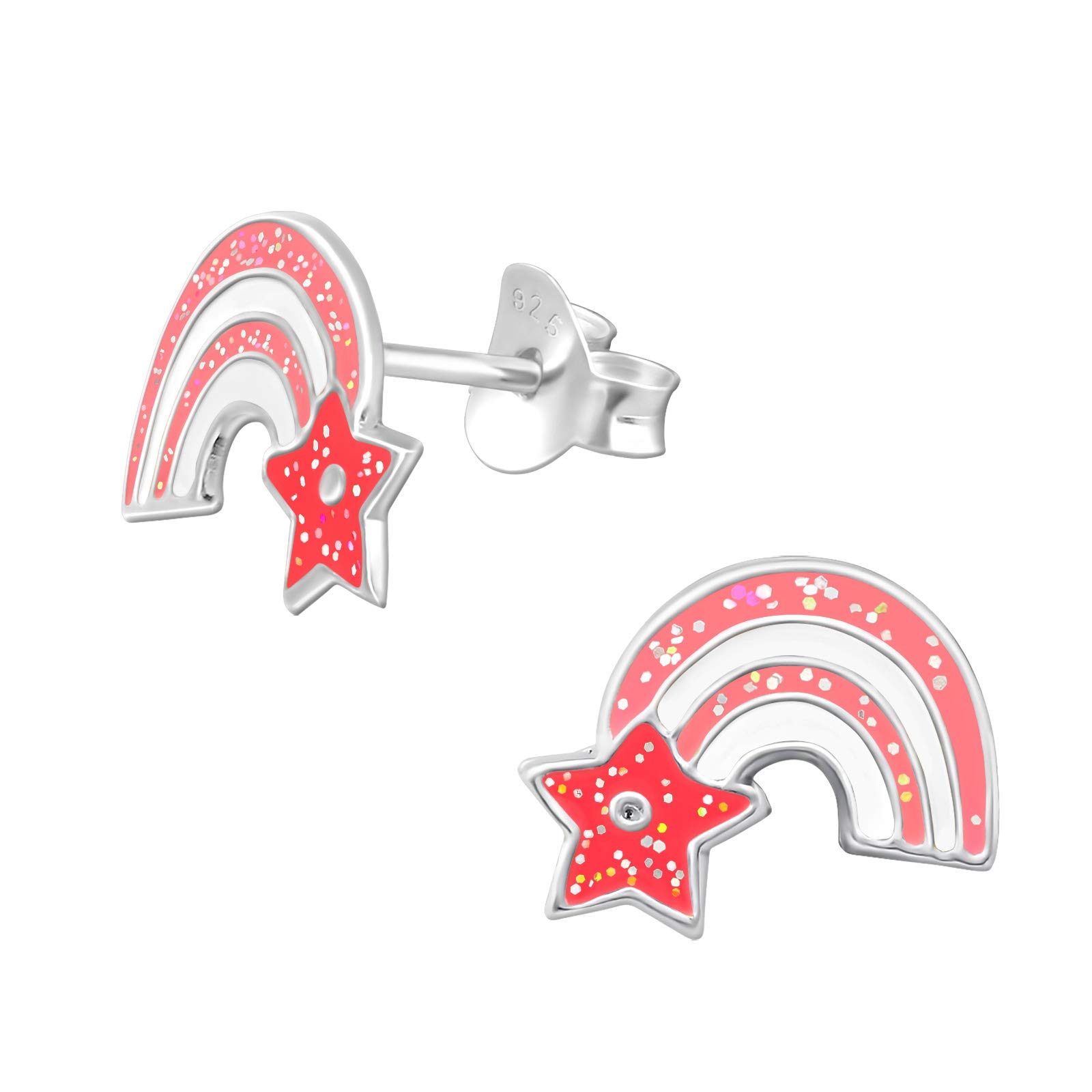 925 Sterling Silver Lightweight Hollow-Back Rainbow Stud Earrings for Women & Girls – Cute Fantasy Jewellery Gift Boxed
