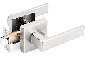 Gobrico Passage Door Locks Square Levers Handles for Hall/Closet in Satin Nickel no Key 1 Pack