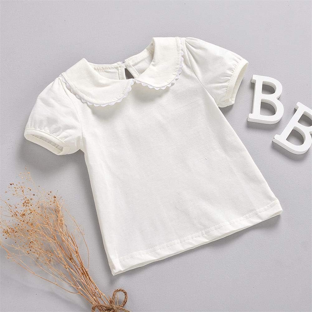 MODNTOGA Kids Girls Basic Shirt Long Sleeve 3 Solid Color Doll Collar Tops Blouse: Clothing