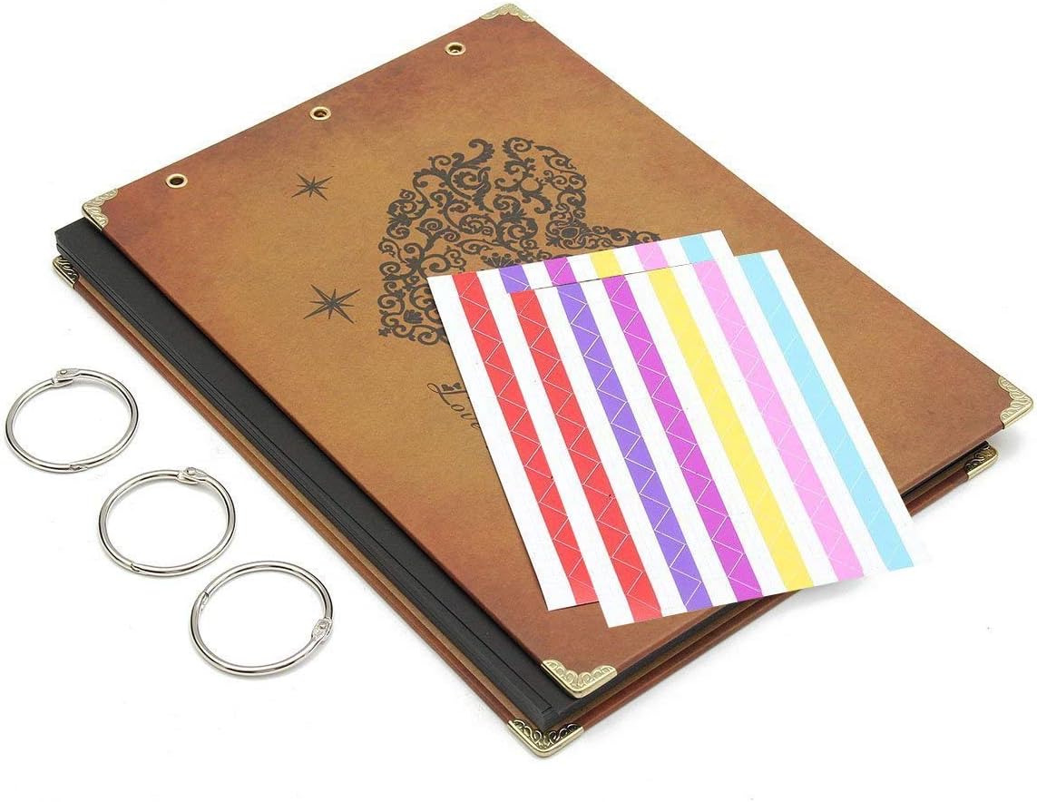 ThxMadam Scrapbook Photo Album 3 Ring Binder Wedding Guest Book DIY Memories Book with 60 Black Pages Present for Valentines Mothers Birthday Christmas Anniversary Day Gift for Wife Girl-friend - Image 4
