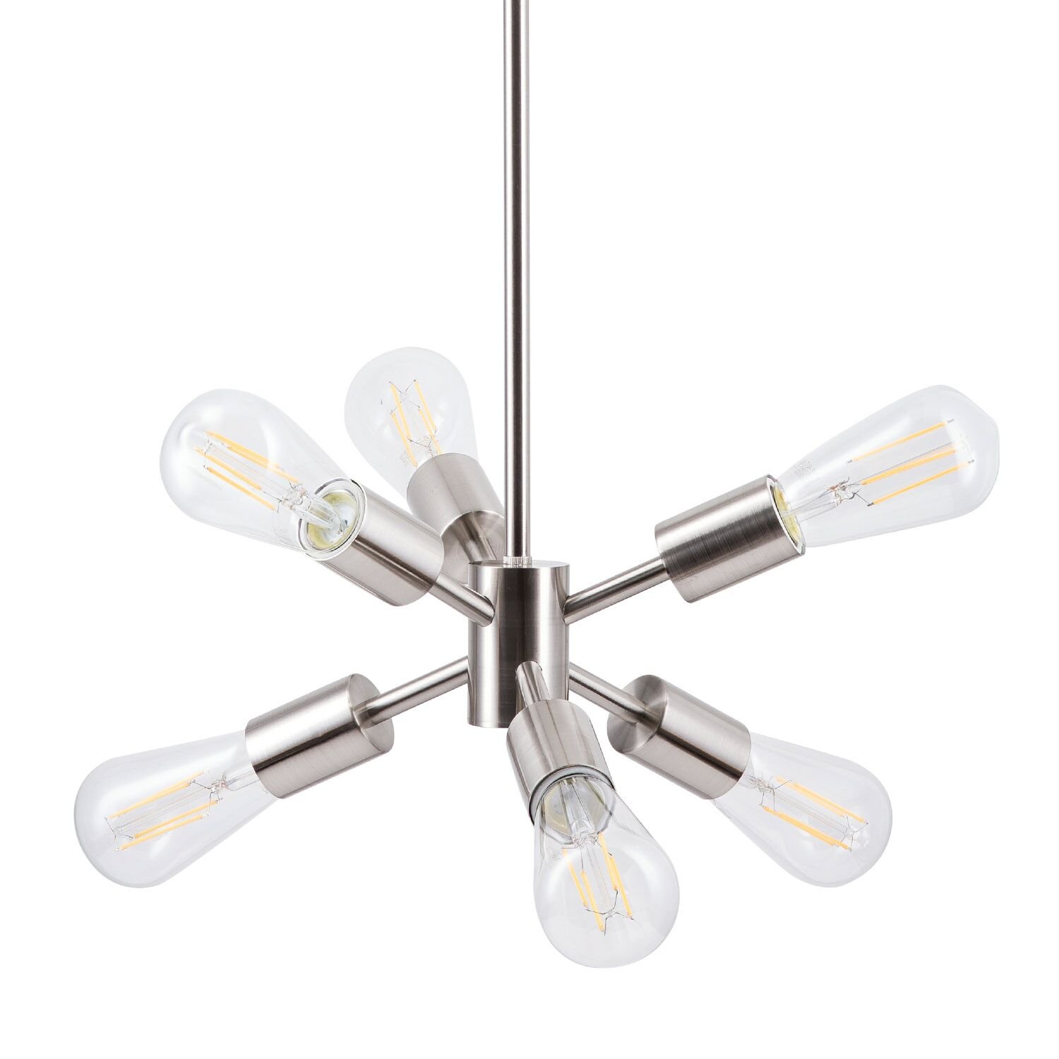 Stella LED Sputnik Chandelier Light Fixture, Brushed Nickel, Linea di Liara 706090671853 eBay