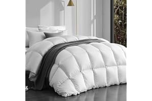 SNOWMAN White Down and Feather Blended Comforter Queen Size 100% Egyptian Cotton Cover Down Proof,Soft and Warm Duvet Insert