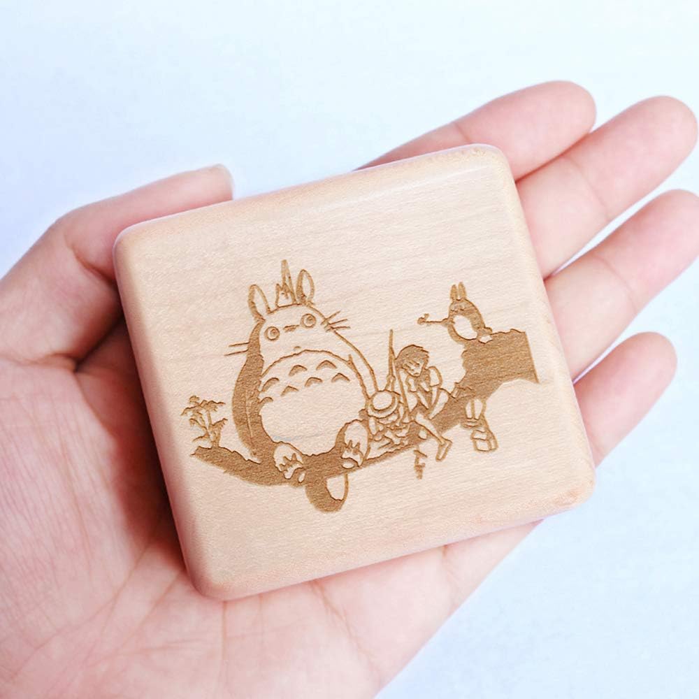 Sinzyo Handmade Wooden Tonari No Totoro Music Box Wood Carved Mechanism Musical Box Gift for Christmas Valentine's Day, Birthday