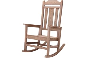 hOmeHua Patio Rocking Chair, All Weather Resistant Outdoor Indoor Fade-Resistant Patio Rocker Chair，Stable Durable Smooth Rocking, Comfortable Easy to Maintain - Wood Color
