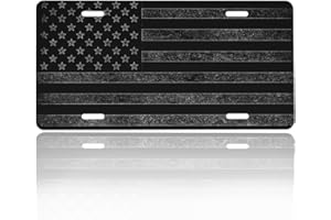 GACCAP Front License Plate Cover Car Decor Accessory Aluminum Metal Rust-Proof US Car Plate Novelty Vanity Tag Cover with 4 Holes for Men Women 6 * 12 in - Black Grey American Flag