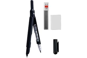 WIWUE GUO Professional Metal Compass for Geometry, Drawing, Math, Woodworking, with Eraser, Lead Core, for Students, Woodworking