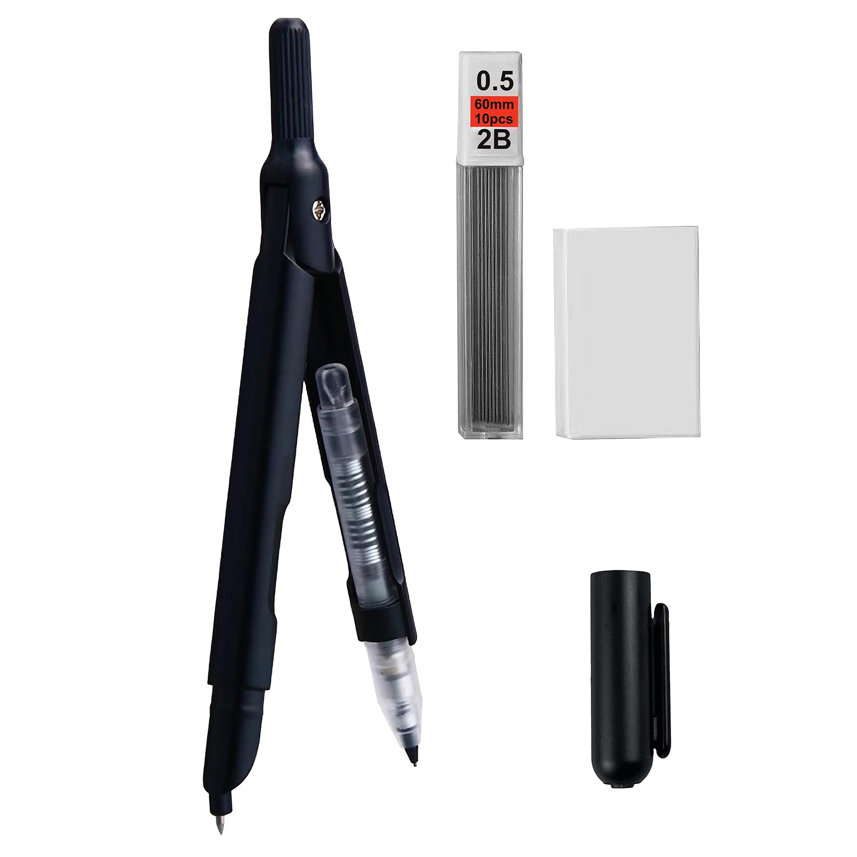 Photo 1 of WIWUE GUO Professional Metal Compass for Geometry, Drawing, Math, Woodworking, with Eraser, Lead Core, for Students, Woodworking