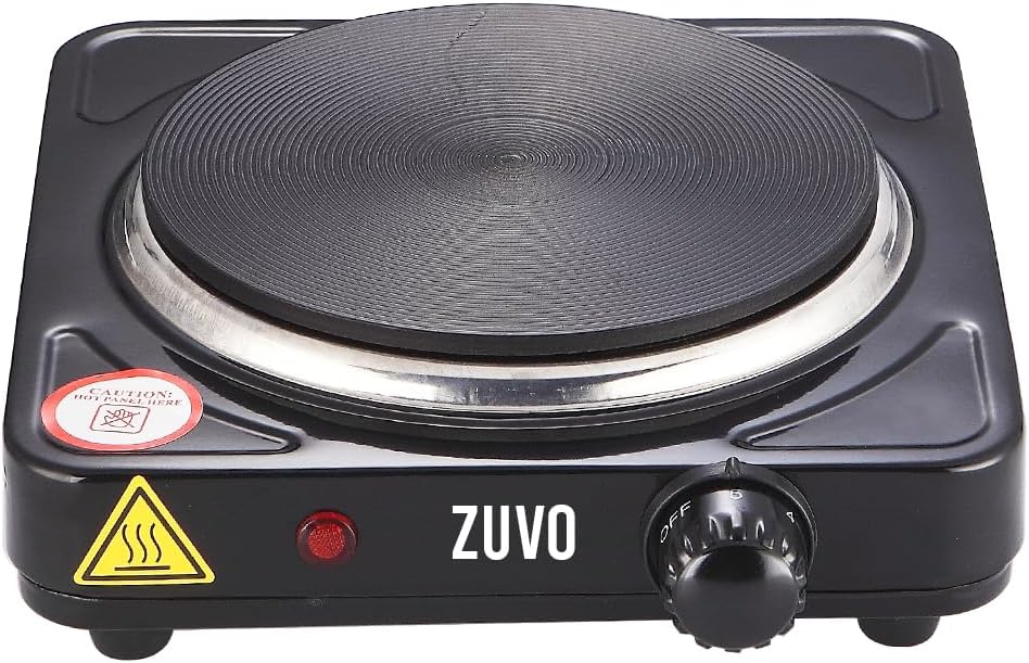 Zuvo 1500W Single Hot Plate Portable Electric Hob Cast Iron Ring 22.7cm