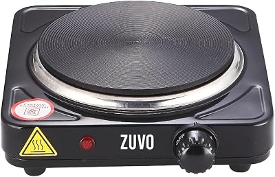 Zuvo 1500W Single Hot Plate Portable Electric Hob Cast Iron Ring 22.7cm