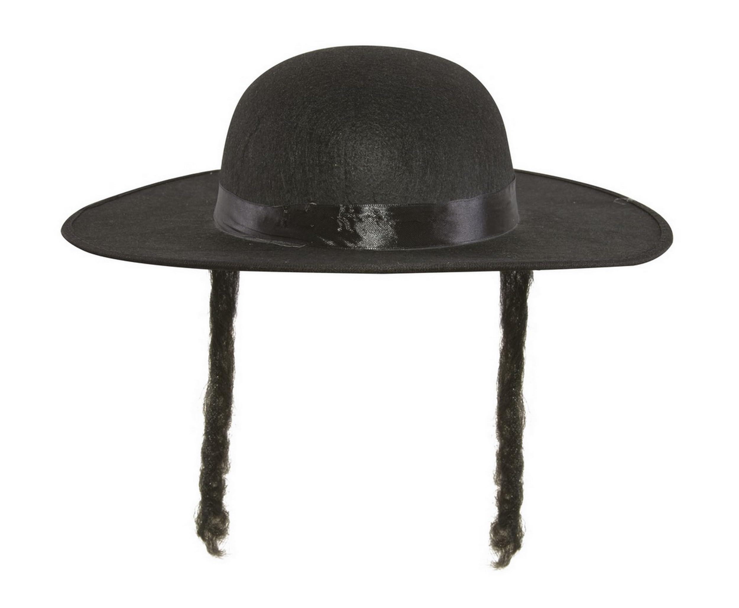 Woollen hat - imitation Rabbi Jacob - black with hair