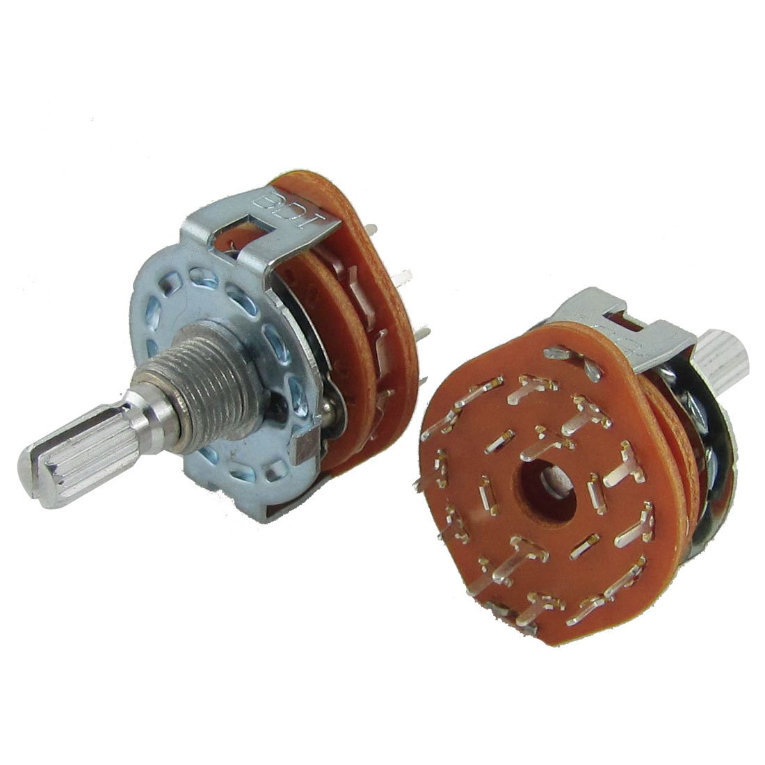 sourcingmap Split Shaft AC 125V 0.3A 250V 0.6A 2 Pole 6 Positions Rotary Switch (Bag of 2)