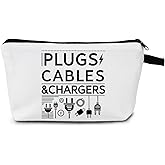 MoCaliduccious Charger Storages Makeup Bag Gifts for Women Charger Plugs Cosmetic Travel Storage Bag for Charging Cord Electronics Accessories Storage Makeup Bag Zipper Pouch Toiletry Bag(White)