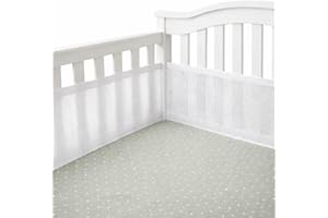 White Breathable Crib Mesh Liner – Baby Crib Bumper Alternative, Safe Airflow Mesh, Fits Standard 52" x 28" Cribs, Soft & Mac