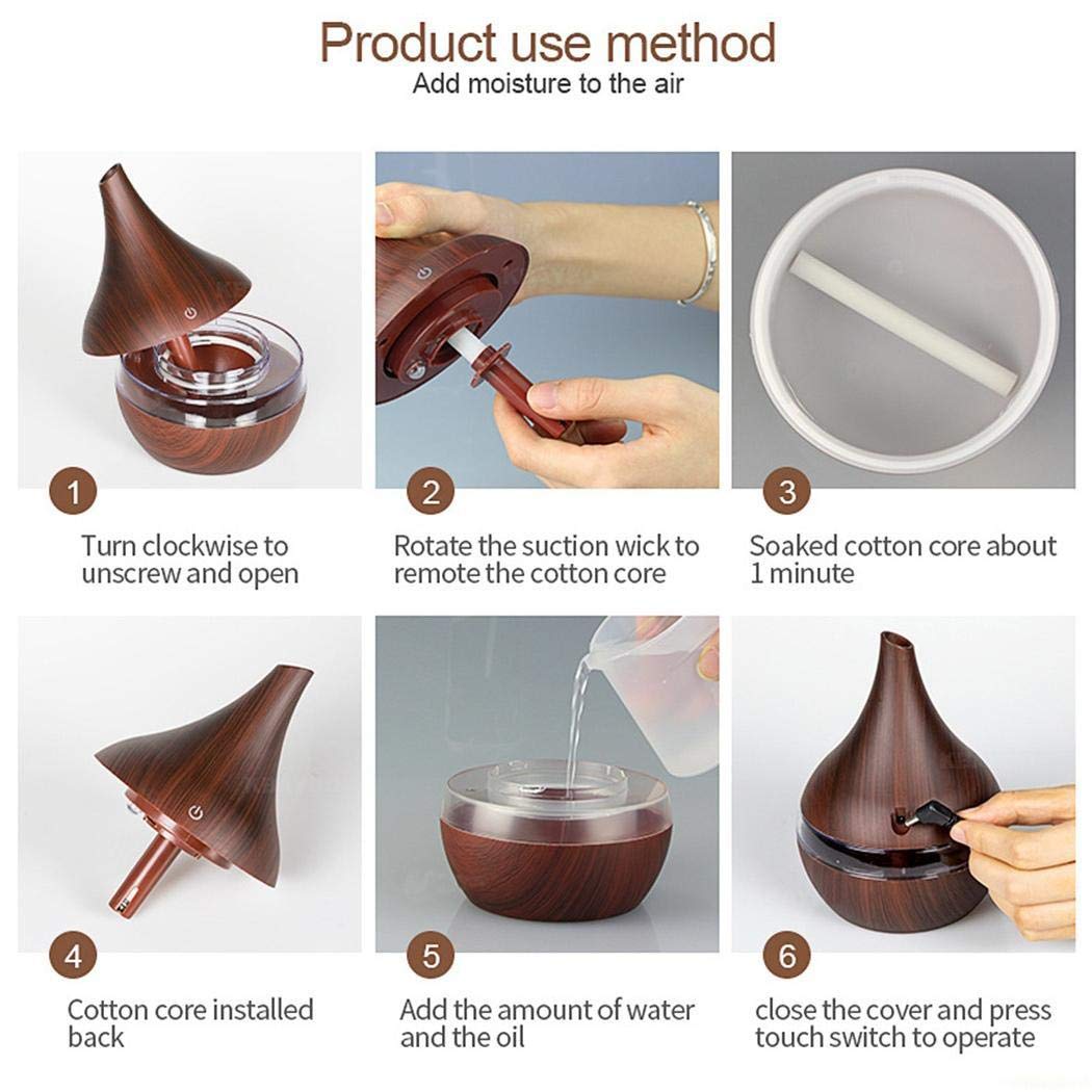 fnemo 7 Colores luz Nocturna Madera humidificador de Grano difusor de Aceite Esencial ultrasónico Humidificadores