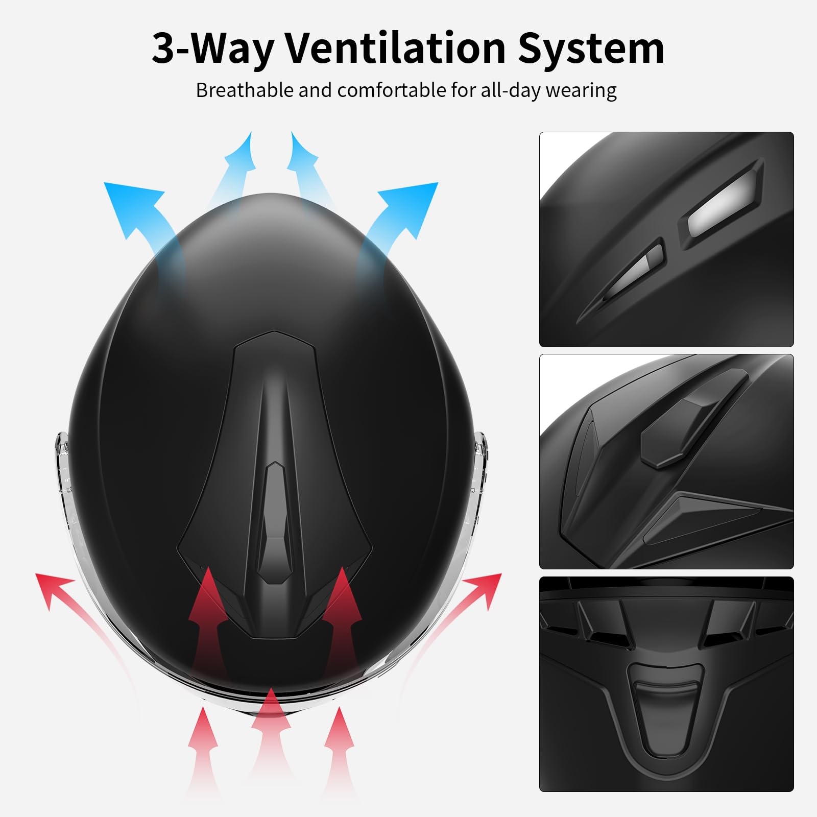 Full Face FreedConn Motorcycle Helmet Bluetooth 5.0 Integrated 2 Way Intercom DOT FMVSS-218 Rated Motorbike Helmet Communication with Dual Visor MP3 for Men Women New EPS