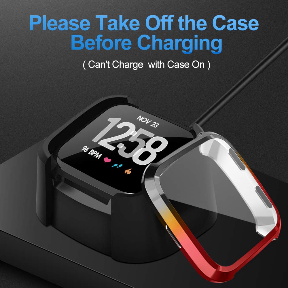 NANW 2-Pack Screen Protector Case Compatible with Fitbit Versa (Not for Versa 2), Soft TPU Gradient Color Case Cover All Around Protective Bumper Shell for Versa Watch Only