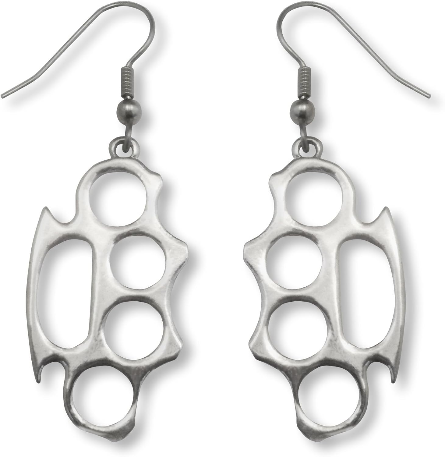 Brass Knuckles Dangle Earrings Polished Silver Finish Amazon.ca Jewelry