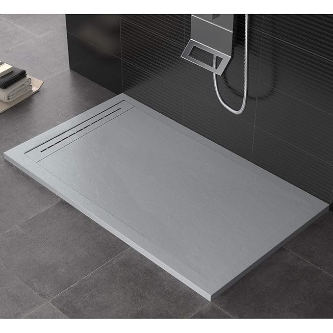Duschwanne aus Stein Maier Oasis hellgrau verschiedenen Maßnahmen 90x140 cm