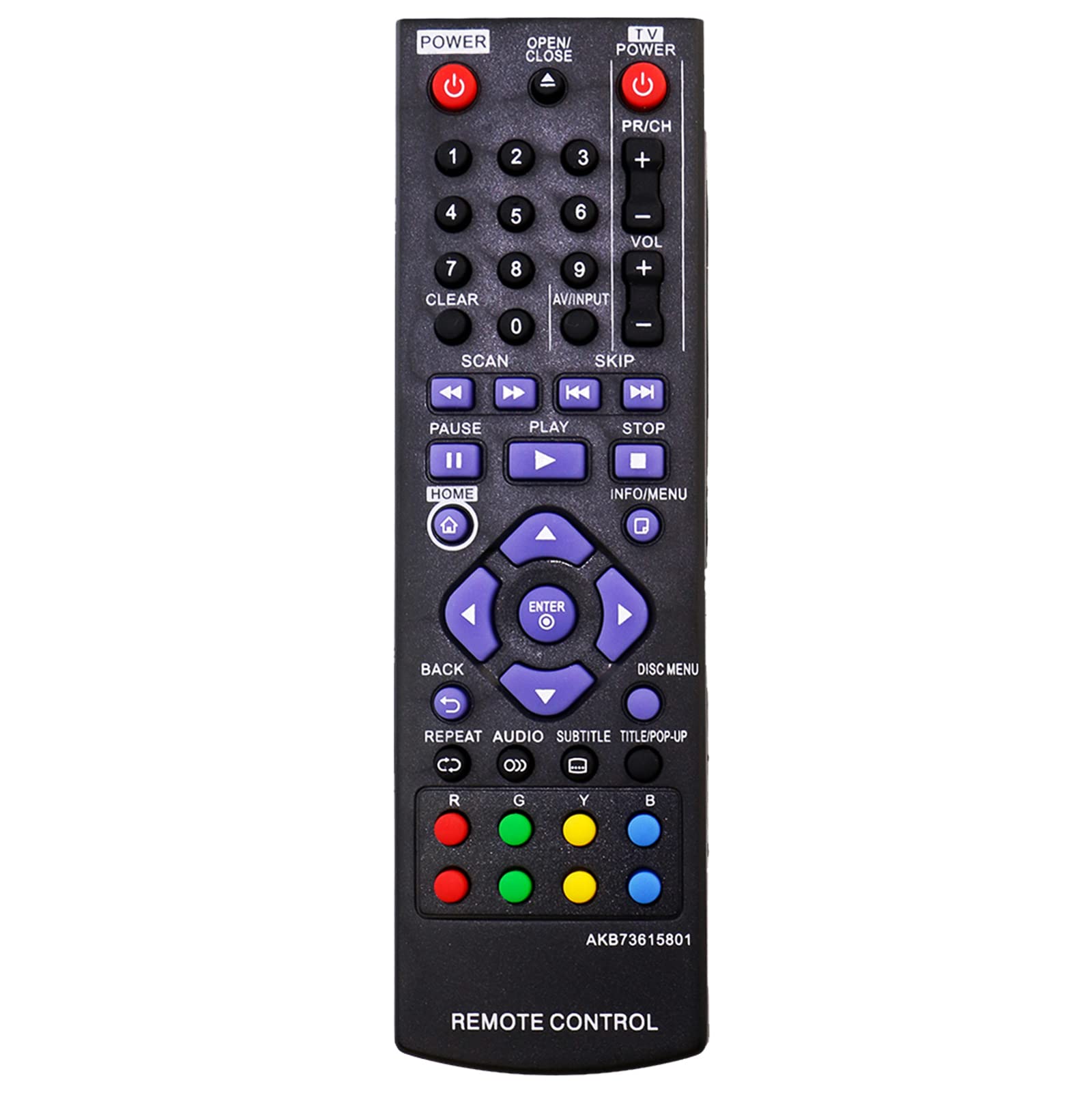 AKB73615801 Replacement Remote Control Fit for LG Blu-ray Disc DVD Player BP120 BP125 BP200 BP220 BP220N BP320 BP320N BP325W