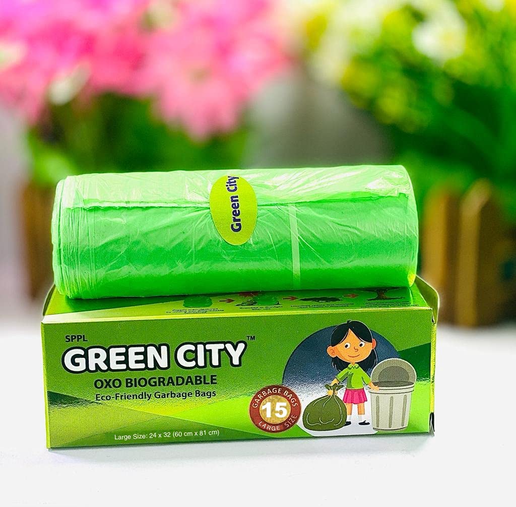 Green City Biodegradable Garbage Bags (Medium) Size 19 x 21 inches