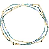 BXDA Seed Beads Stackable bracelet for Women, Handmade Boho Colorful Beaded Stretch Necklace Summer Beach Jewelry Gift.