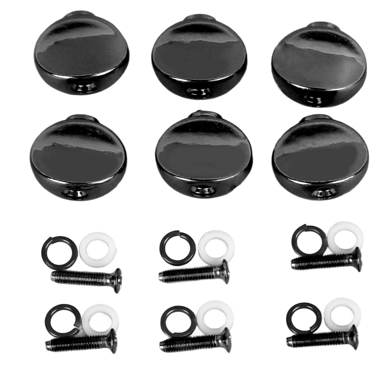 Guitar Tuning Peg Buttons, High-Quality Metal Replacement Machine Head Buttons for Acoustic, Electric, and Bass Guitars - Black Performance Accessories for Musicians and Guitarists