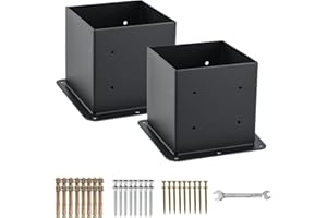 AXWHYS 6x6 Post Base 2 Pcs, (Inner Size 5.6x5.6) Post Anchors, 13GA Thick Solid Steel & Black Powder Coated,Deck Post Brackets Support Deck Base Plate Pergola Brackets Fence Kit Mailbox Mount…