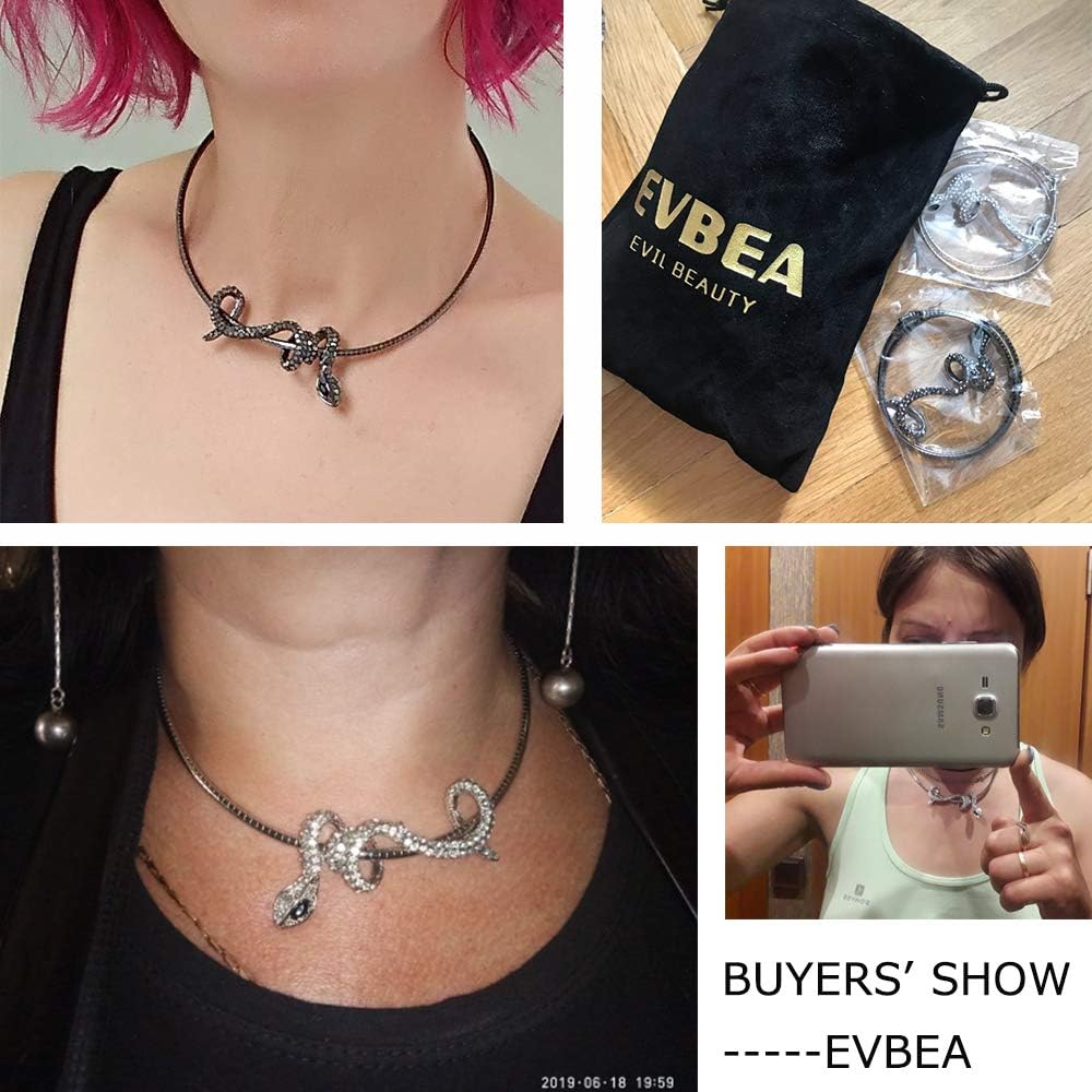 Amazon レディース チョーカー 少女 ネックレス 蛇型 お守り 可愛い 恋愛運 アップ ファッション アクセサリー カジュアル ジュエリー ブラック エバベア ジュエリー 通販