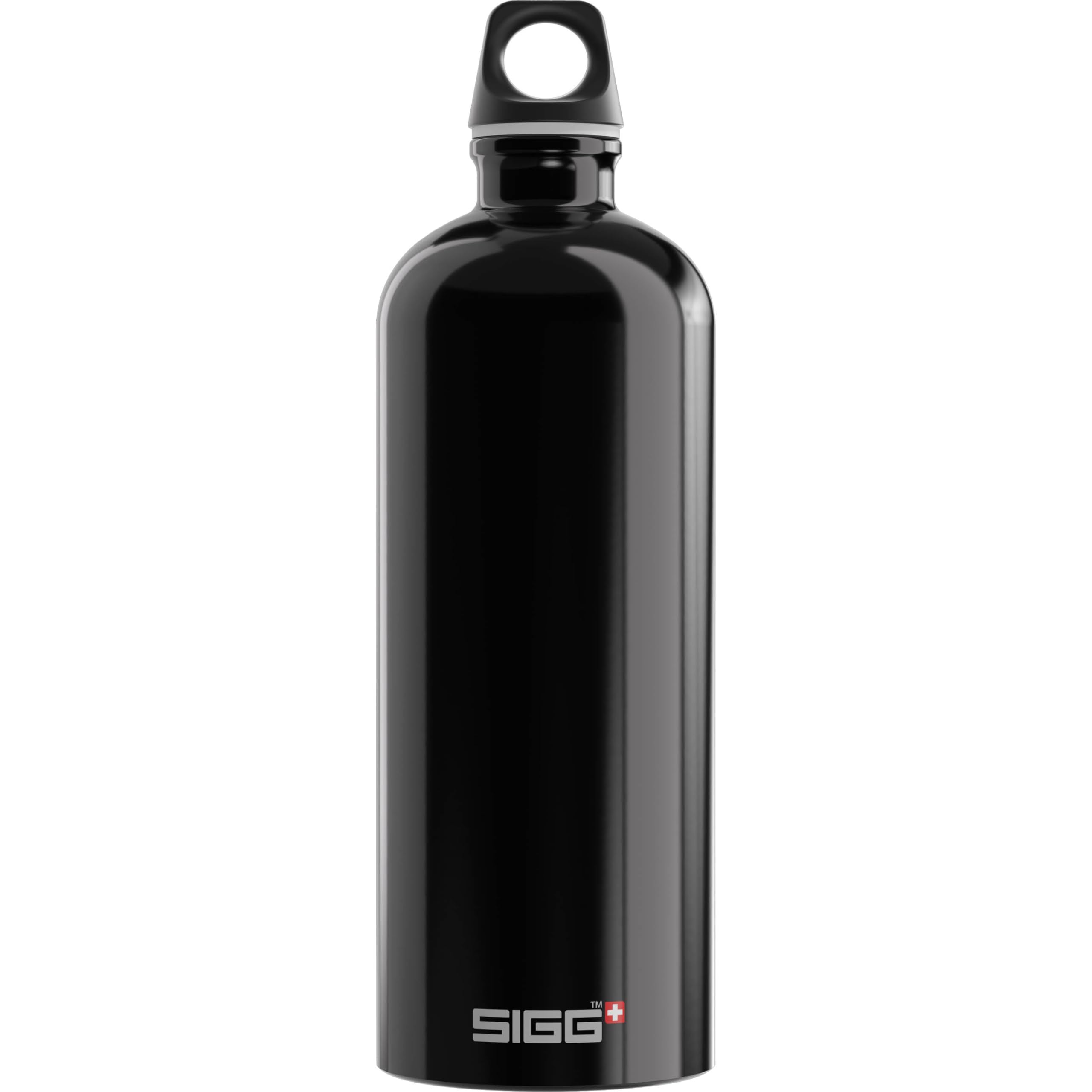 Sigg - Aluminium Water Bottle - Traveller Black - Climate Neutral Certified - Suitable For Carbonated Beverages - Leakproof - Lightweight - BPA Free - Black - 1 L