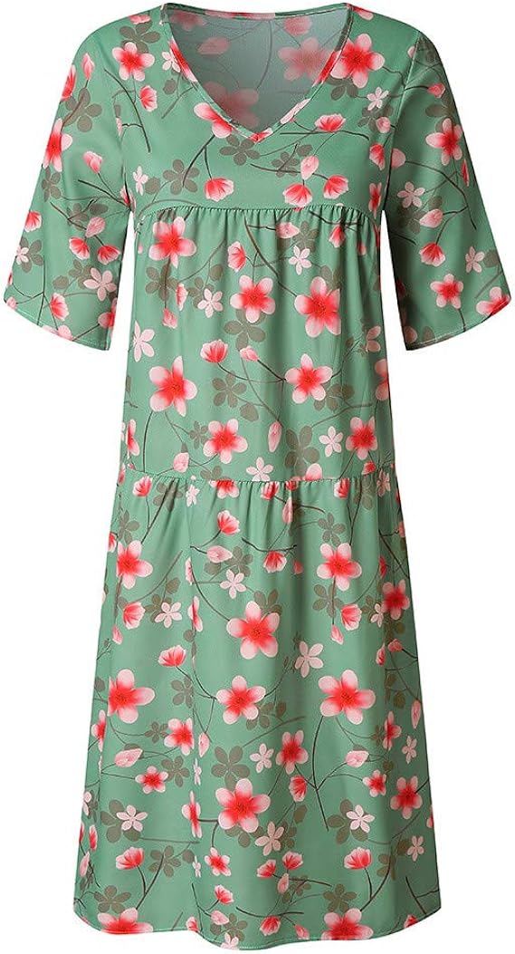 Amazon ワンピース ロング きれいめ 花柄 チュニック マキシ丈 リゾートワンピース 春 夏 秋 大きいサイズ レディース おしゃれ V襟 パーティードレス 体型カバー 着痩せ お洒落 旅行 通勤 休日 上品 きれいめ お出かけ オフィス ワンピース チュニック 通販