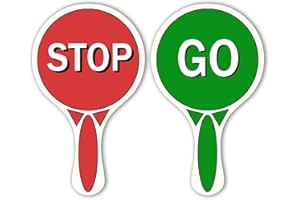 JUGEOZHI Stop and Go Sign Traffic with Handle - Double Sided Waterproof Crossing Guard Stop Sign for Kids Red Green Light Sign for Traffic & Street Safety, 11.8 x 7.1 Inches