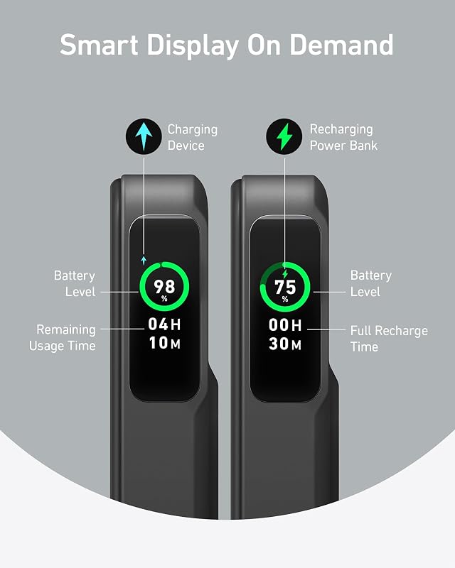 Anker maggo power bank, laptop ultra-grape de 15w compatível com magsafe, qi2 com bateria de 10000mah com tela inteligente, para iphone 16 (com cabo usb-c)