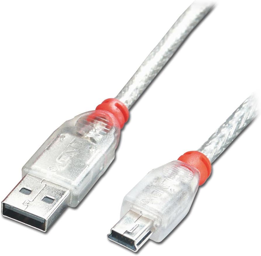 Lindy 0.5m USB 2.0 Cable - Type A to Mini-B, Transparent, 0.5 meters
