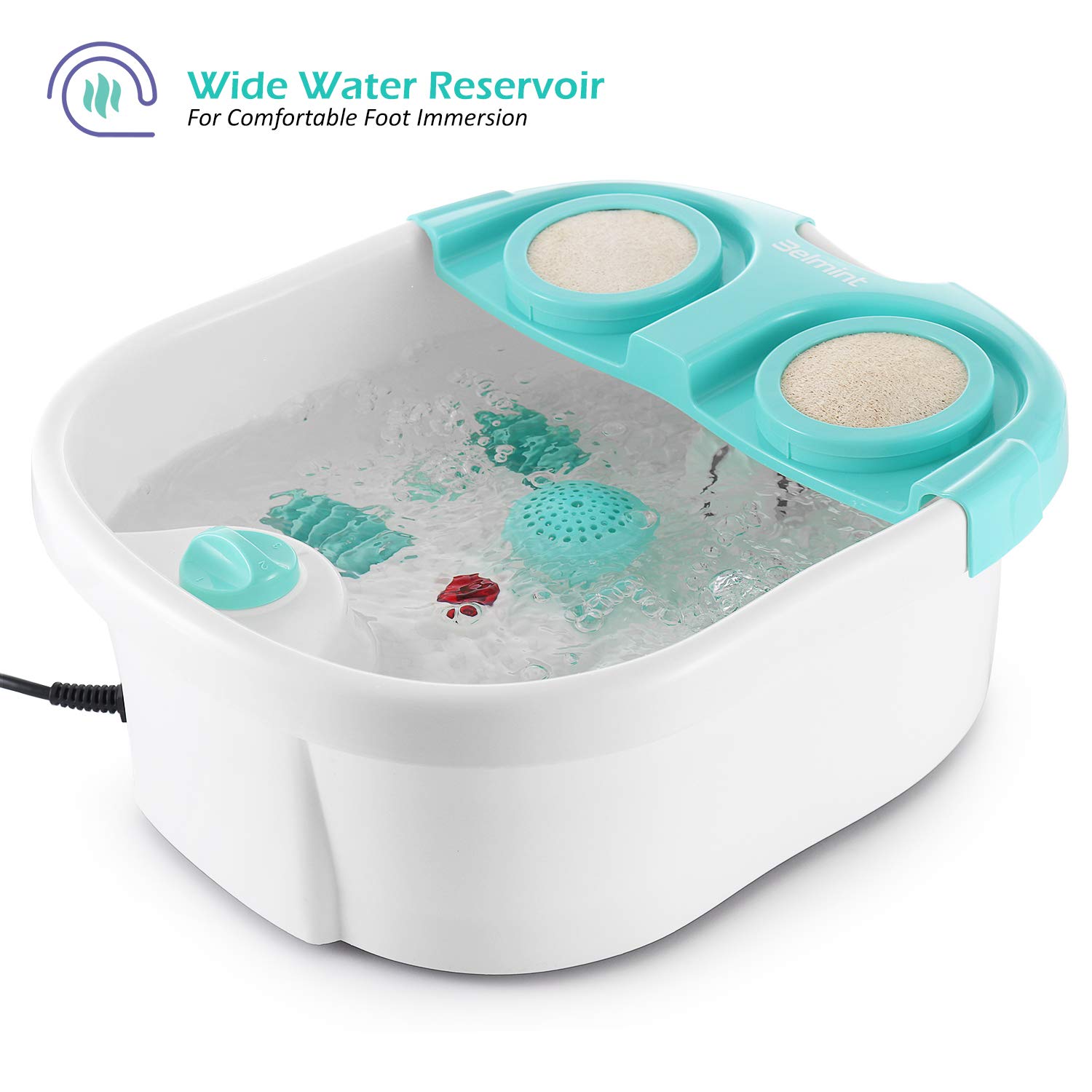 Belmint Home Foot Spa Bath Massager - All in 1, Automatic Water Jets, Bubble Massaging with 2X Loofahs for Scrubbing, Bath Salt Holder - Soak Your Feet, Deep Stress Relief Feet Tub: Beauty