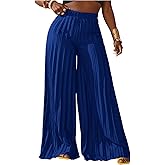 SOLY HUX Women's Wide Leg Palazzo Pleated Pants High Waisted Flowy Loose Dressy Casual Long Trousers