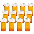 Prescription Reversible Thumb Tab Vials, Medicine Container, Pill Bottle, Prescription Pharmacy Vials Reversible Cap with Animal Pet Resistant (not Child Resistant) Open (20 Dram, 12pcs)