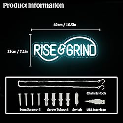Rise & Grind Neon Sign Hustle LED Neon Signs for
