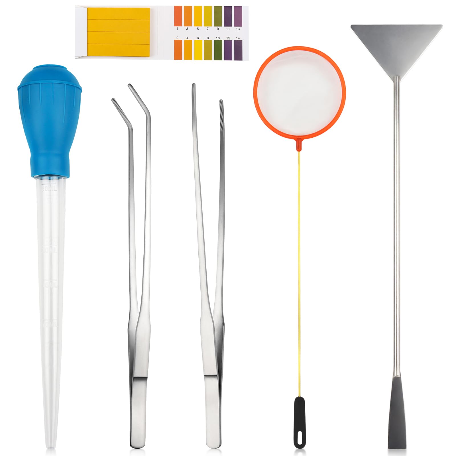 QUOZUO 6 pcs Fish Tank Cleaning Tools, Aquarium Cleaning Tools Feeder Tools Kit, Aquarium Plants Cleaner, Algae Scraper for Glass Aquariums