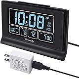 DreamSky Auto Set Digital Alarm Clock with USB Charging Port, 6.6 Inch Large Screen with Time/Date/Temperature Display, Full Range Brightness Dimmer, Auto DST Setting, Snooze, Backup Batteries,12/24Hr