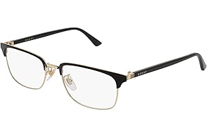 Gucci Rectangular Eyeglasses GG0131O 001 Gold/Black 53mm 131